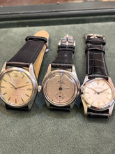 Load image into Gallery viewer, Rolex steel medly oysters on leather! From left 1. s/s gnts Rolex Airking Precision 34mm R49,999 2. Rolex Precision Royal 32mm R49,999 3.s/s gents Rolex oyster speed king 30mm Precision R49,999 .ALL R49,999 reduced to clear
