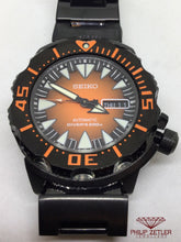 Load image into Gallery viewer, Seiko Divers Automatic 200m" Orange Monster" Full Black Metal Bracelet.