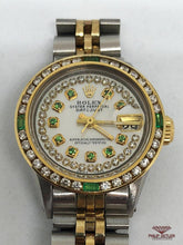 Load image into Gallery viewer, Rolex Ladies Datejust Diamond And Emerald Bezel Mother Of Pearl Dial