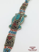 Load image into Gallery viewer, Silver Turquoise Bracelet with Multicolor Stones
