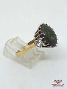 18ct Black Opal & Diamond Gold Ring