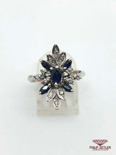 Load image into Gallery viewer, 18ct White Gold  Marquise Cut Sapphire &amp; Diamond Ring
