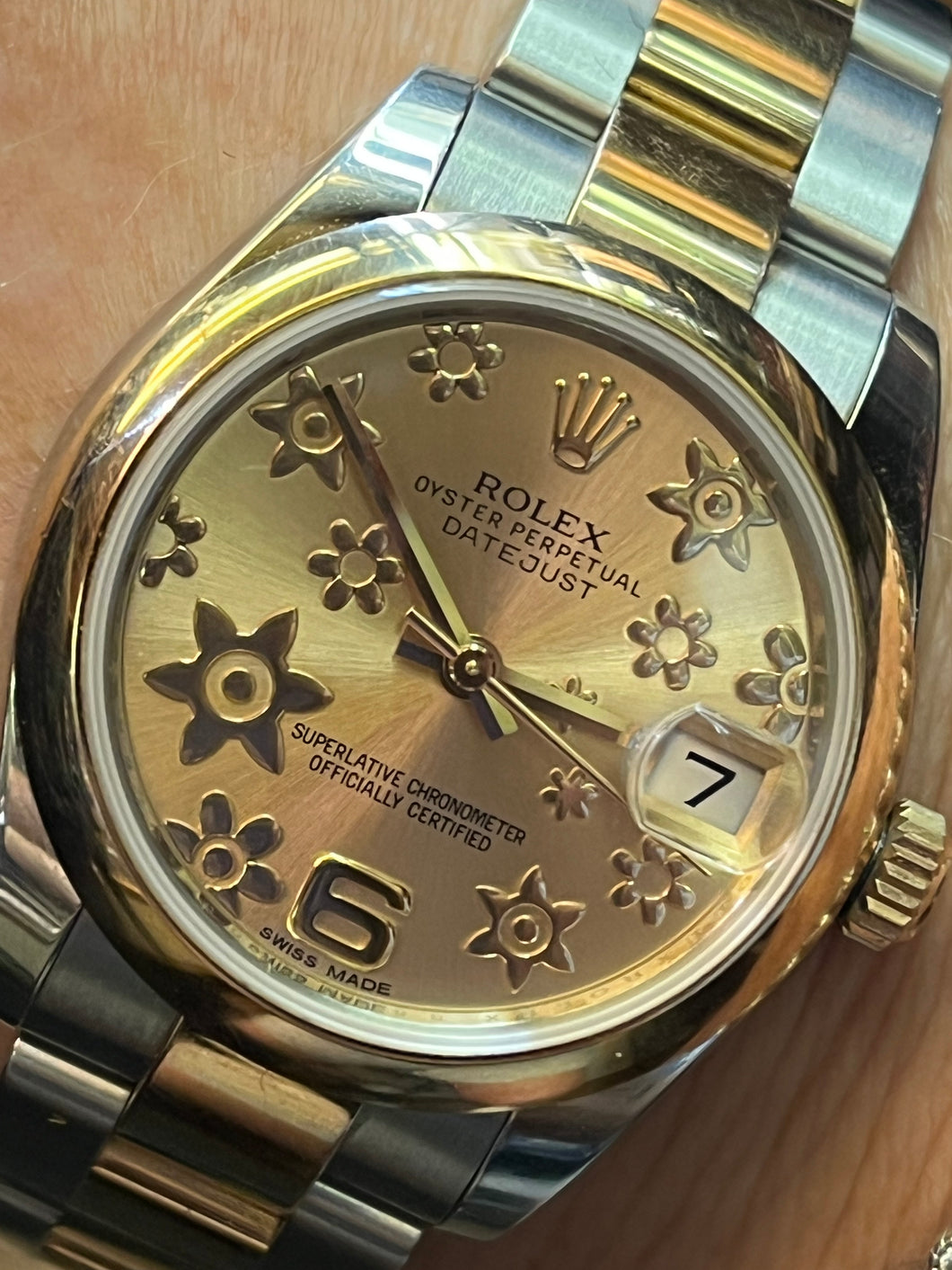 Rolex Ladies Rose Gold and Steel Date Just