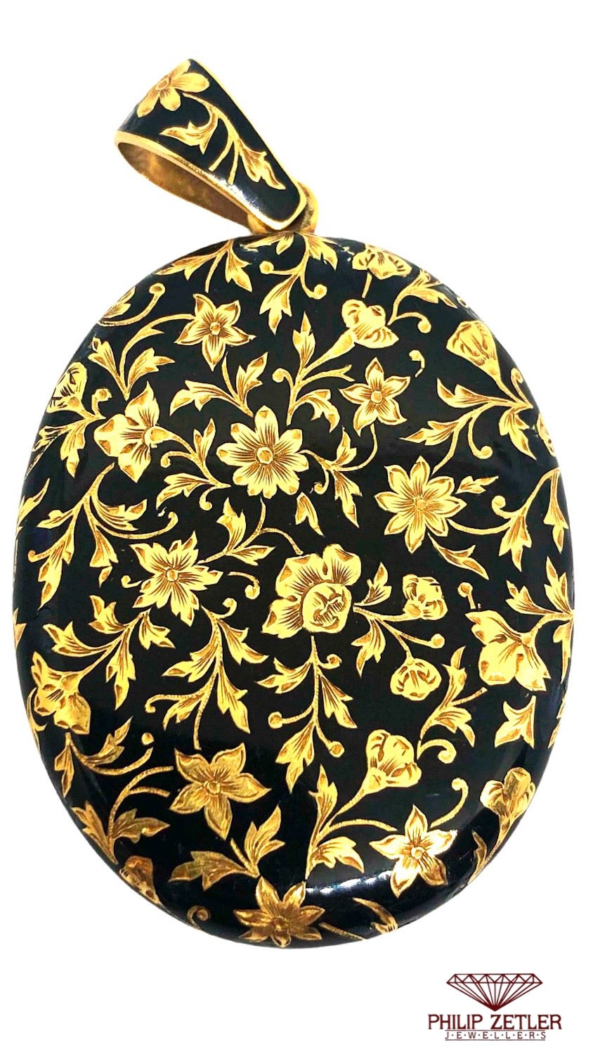 21ct Gold and Enamel Locket Pendant
