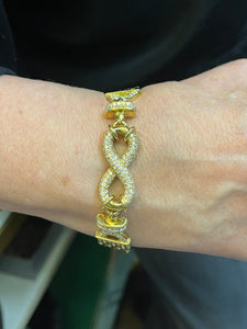 18ct Gold & Diamond Infinity Bracelet Cartier Panther Link