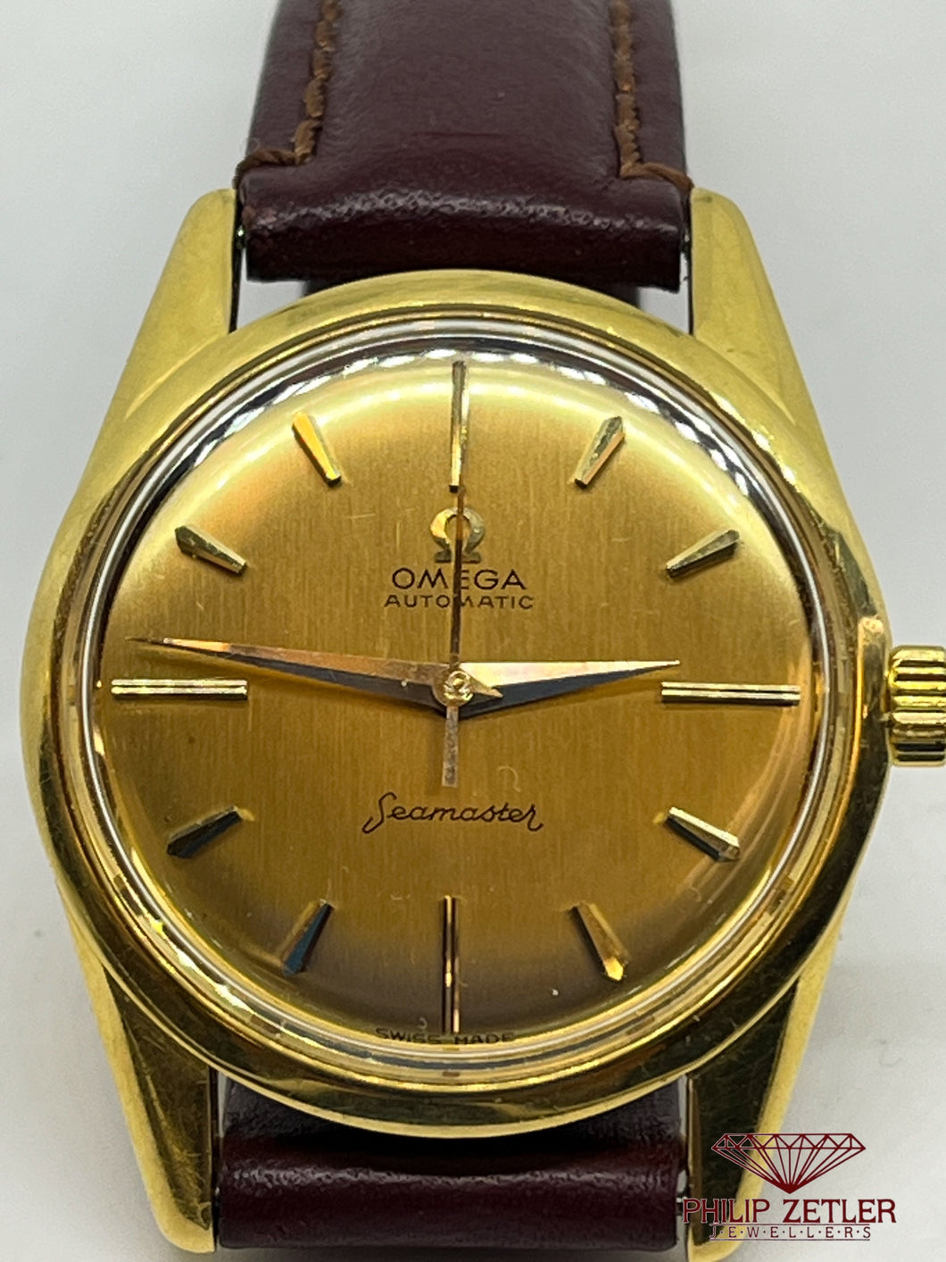 Omega 18 ct Seamaster Wristwatch Automatic on Leather