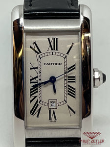 Cartier Tank Americaine lds 18ct White Gold Automatic Leather Strap.