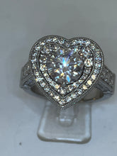 Load image into Gallery viewer, 18 ct white Gold Heart Shaped Diamond pave Dress Ring.
