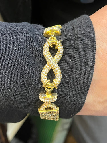 18ct Gold & Diamond Infinity Bracelet Cartier Panther Link