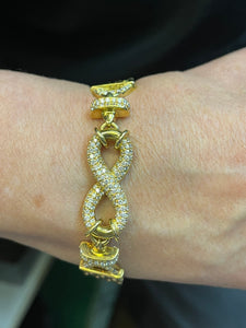 18ct Gold & Diamond Infinity Bracelet Cartier Panther Link