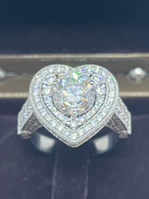 Load image into Gallery viewer, 18 ct white Gold Heart Shaped Diamond pave Dress Ring.
