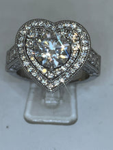 Load image into Gallery viewer, 18 ct white Gold Heart Shaped Diamond pave Dress Ring.
