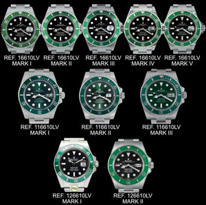 The different dial types 
During production period 
Of Kermit Hulk & Starbucks and some other Rolex facts for your interest.