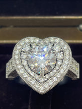 Load image into Gallery viewer, 18 ct white Gold Heart Shaped Diamond pave Dress Ring.

