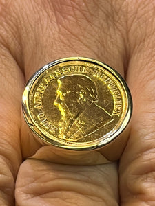 Mens Coin Ring with  Pond Coin Paul Kruger Head