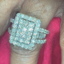 Load and play video in Gallery viewer, 10 ct white gold pave Diamond ring 65 Diamonds 5 cts
