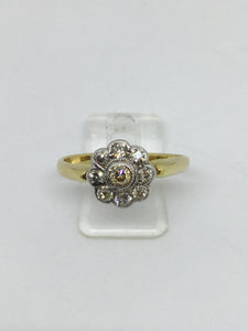 18ct Diamond Flower Cluster Antique Ring