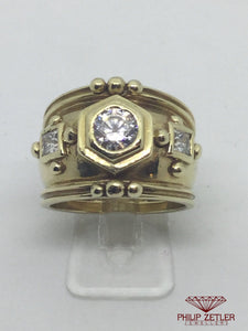 9ct Wide Gold Cubic Zirconia Dress Ring