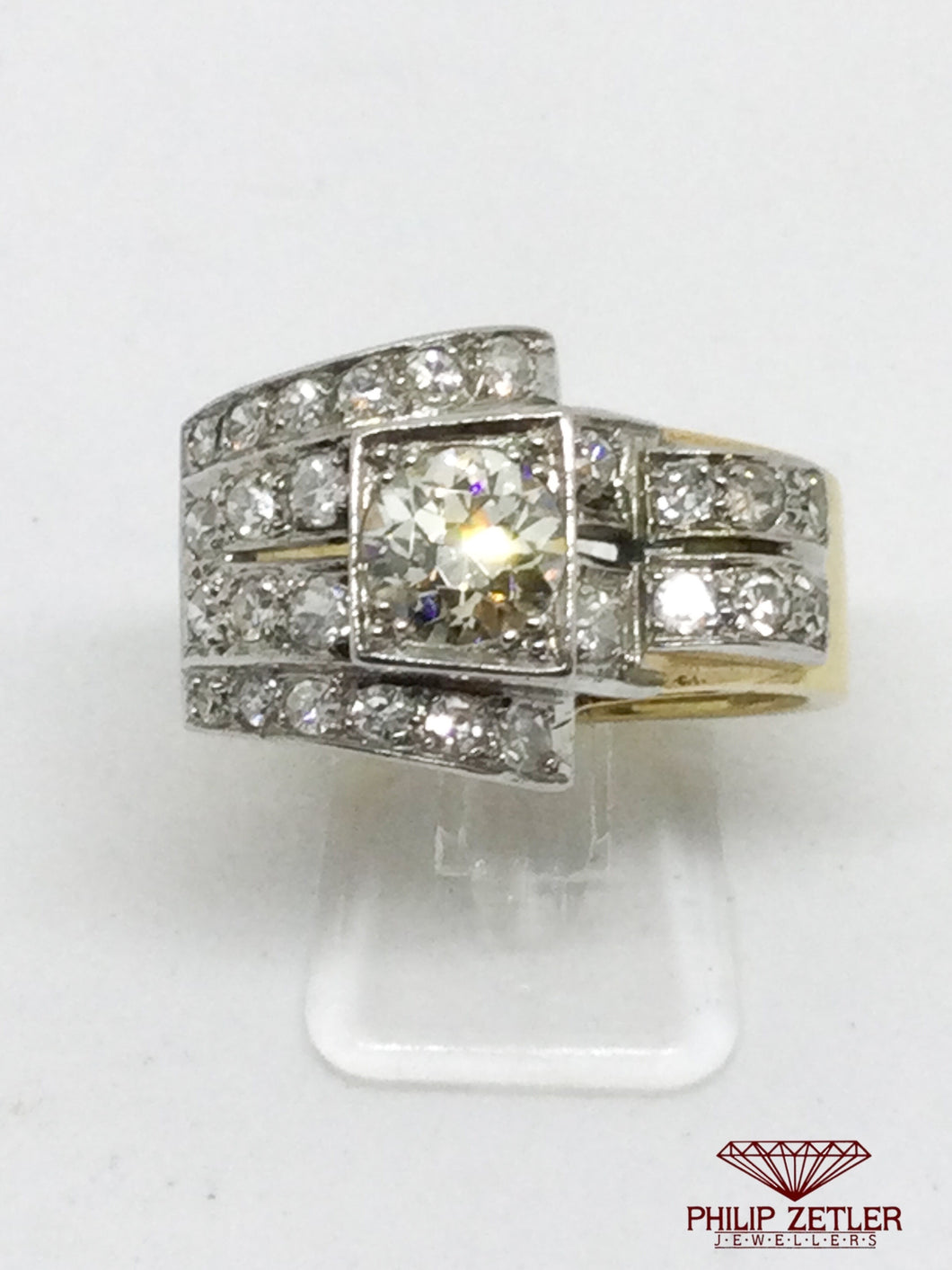 18ct Antique Cluster Diamond Ring 2 Carats Of Diamonds