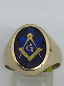 9ct Gold Oval Mans Masonic Dress Ring