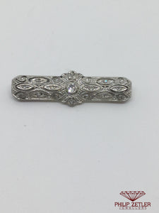 Platinum and Diamond Filagree Broach