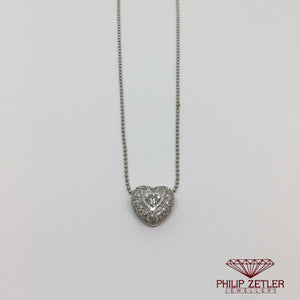 18ct White Gold Diamond Heart Shaped Pendant