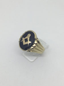 9ct Gents Onyx Masonic Ring