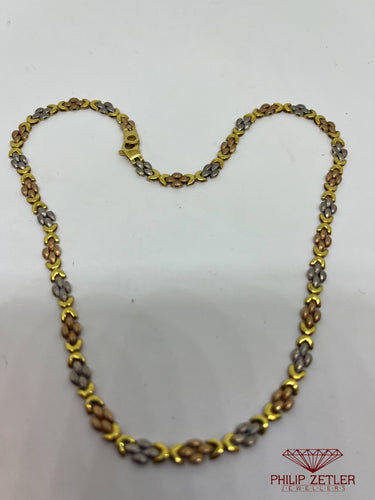 18ct Tri Colour Neclace 40cm 15.8 gm