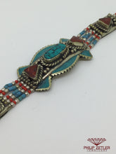 Load image into Gallery viewer, Silver Turquoise Bracelet with Multicolor Stones

