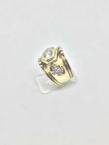9ct Wide Gold Cubic Zirconia Dress Ring