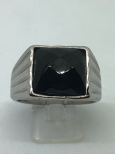 Load image into Gallery viewer, Stainless Steel Black Stone Domed Ring
