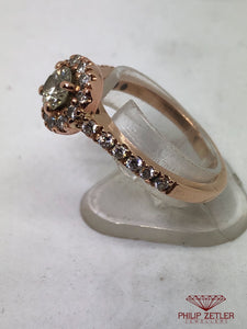 18ct Rose Gold Halo Diamond Ring  .