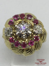 Afbeelding in Gallery-weergave laden, 18ct Diamond &amp; Ruby Antique Dress Ring
