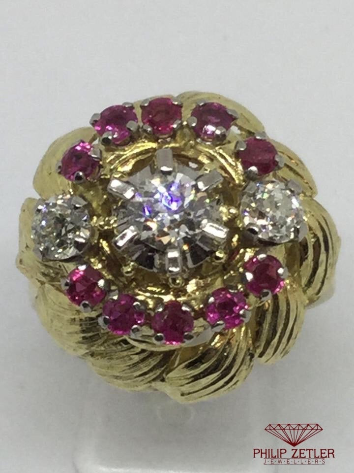 18ct Diamond & Ruby Antique Dress Ring