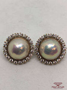 18ct Mabe Pearl & Diamond Earrings