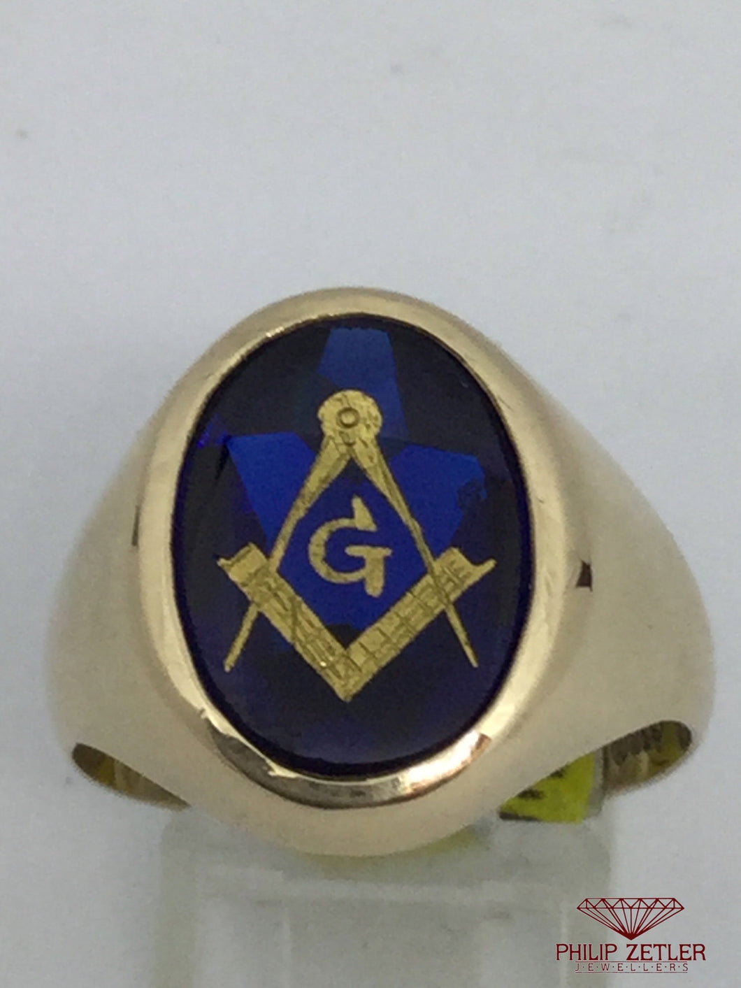 9ct Gold Oval Mans Masonic Dress Ring