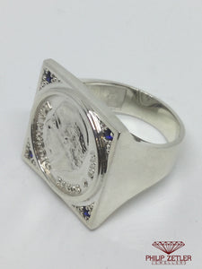 Big Square Silver Coin Ring