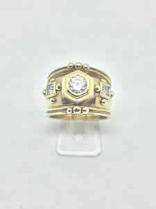 9ct Wide Gold Cubic Zirconia Dress Ring