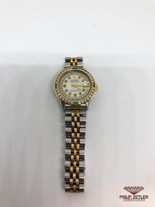 Rolex Ladies Datejust Diamond And Emerald Bezel Mother Of Pearl  Dial