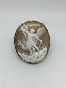 9ct Gold Cameo Broach Michael The Arch Angel