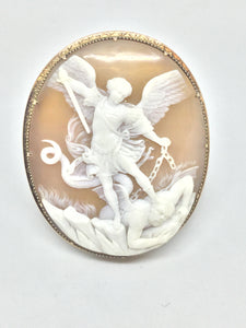 9ct Gold Cameo Broach Michael The Arch Angel