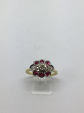 Load image into Gallery viewer, 18ct Diamond &amp; Ruby Flower Dress Ring
