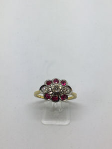 18ct Diamond & Ruby Flower Dress Ring