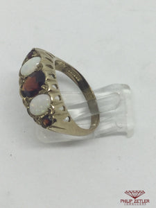 9ct Garnet & Opal Antique Dress Ring