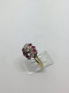 18ct Diamond & Ruby Flower Dress Ring