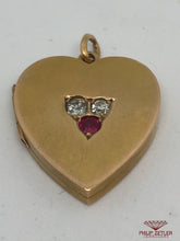 Load image into Gallery viewer, 15ct Gold Diamond &amp; Ruby Heart Pendant
