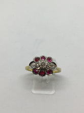 Laden Sie das Bild in den Galerie-Viewer, 18ct Diamond &amp; Ruby Flower Dress Ring
