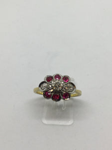 18ct Diamond & Ruby Flower Dress Ring