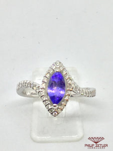 14ct White Gold Diamond & Marquise Tanzanite Ring