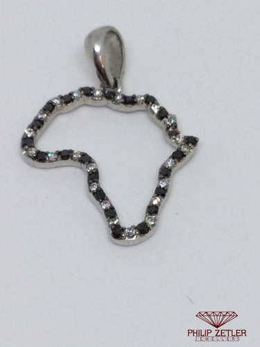 9ct White & Black Diamond Map of Africa Pendant